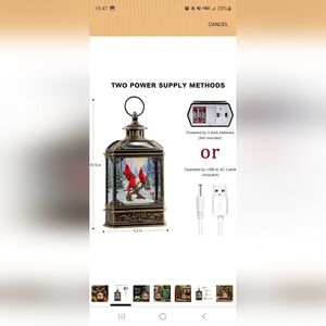 Antique Bronze Lantern Snow Globe with Red Cardinals